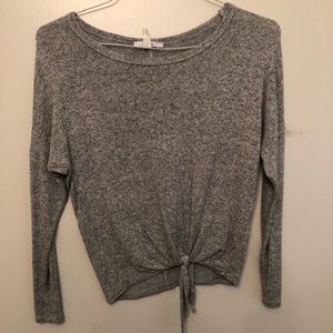 Grey tie front long sleeve